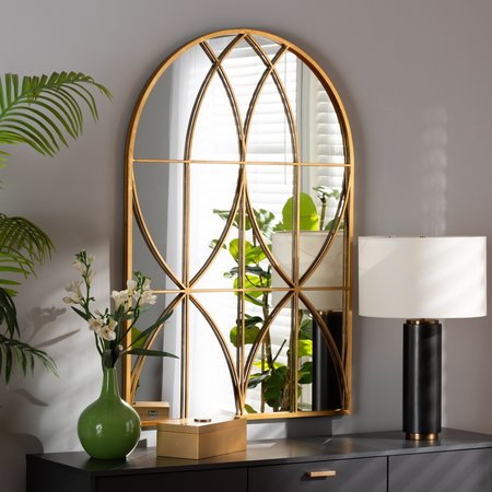 BAXTON STUDIO Celerina Modern and Contemporary Gold Finished Metal Accent Wall Mirror 189-11896-ZORO